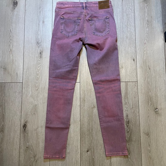 Y2K True Religion Halle HIGH-RISE Skinny Jeans Washed Pink Color Size 28 / 6 - Picture 3 of 11